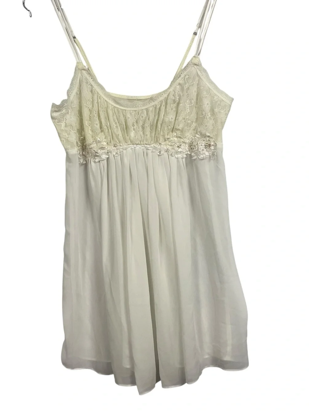 In Bloom Lace Nightie Dress SM White Chiffon Romantic Sequin Lingerie Embellish - Picture 3 of 14